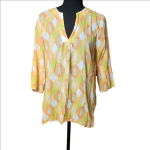 J. Crew Yellow and Orange Retro Top, Size Small